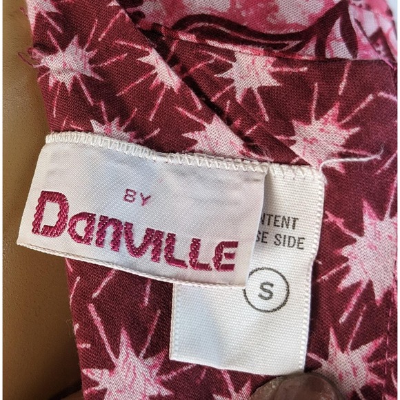 Danville cotton floral block print pink red vintage 1970s maxi dress kaftan - Picture 8 of 9